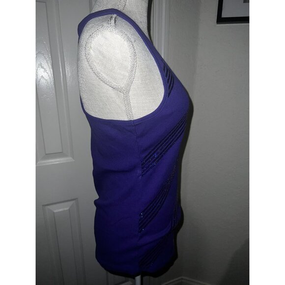 Glo Womens XL Purple Racerback Tank Top With Sequined Stripes - Picture 3 of 7